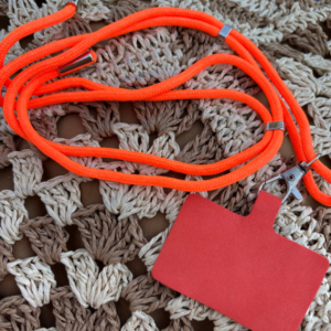 Cordon téléphone orange fluo